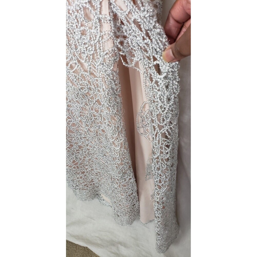 B. Darlin Dress Maxi Long Gown 10 Silver Lace Slit Prom New Years Party Holiday - Picture 5 of 8